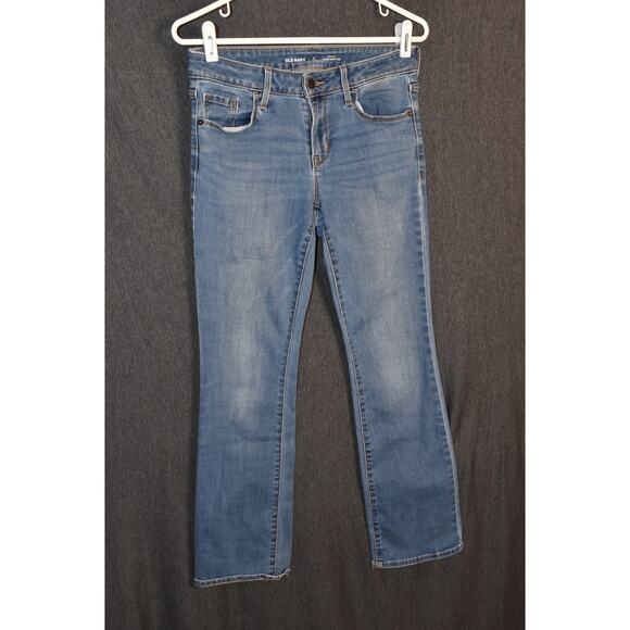 Old Navy Mid-Rise Kicker Boot Cut Women's 4 Petite Denim Jeans Distressed Light - Picture 1 of 8